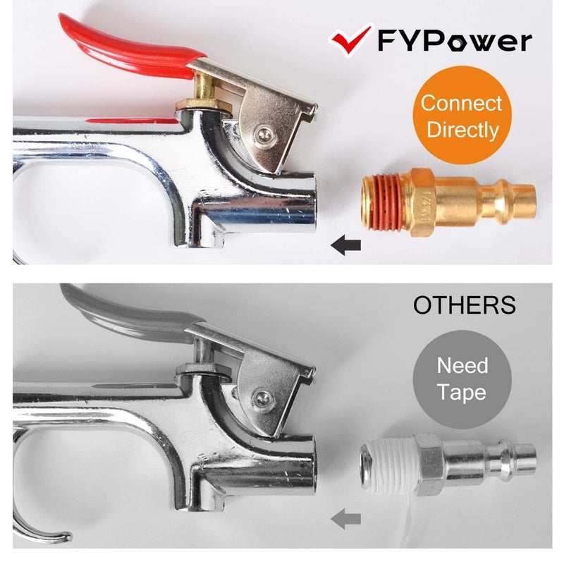 FYPower 10 Pieces Hybrid Lead-in Air Hose kit, 3/8 Inch x 6 ft Whip Air Compressor Hose Kit, 1/4" NPT Air Coupler and Plug, Industrial Solid Brass Quick Connect, 360Â° Swivel Connector - Image 5